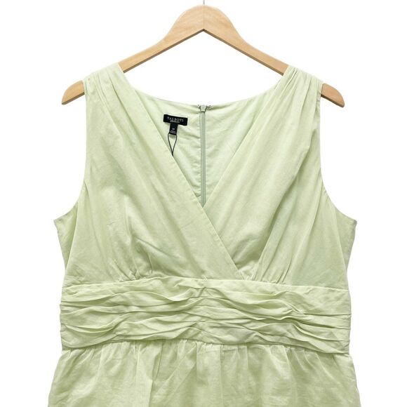 NWT Talbots Sleeveless Dress Women's Size 14 Tiered Ruffled Cotton Celery Green - Picture 4 of 12